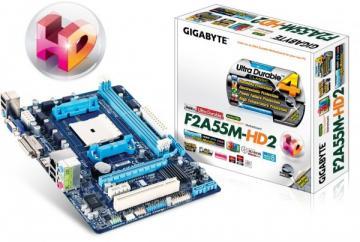 Placa de baza Gigabyte AMD A55 (SFM2, DDR3, LAN,DVI/HDMI/VGA, USB2.0, SATA II/RAID) mATX, GA-F2A55M-HD2 - Pret | Preturi Placa de baza Gigabyte AMD A55 (SFM2, DDR3, LAN,DVI/HDMI/VGA, USB2.0, SATA II/RAID) mATX, GA-F2A55M-HD2