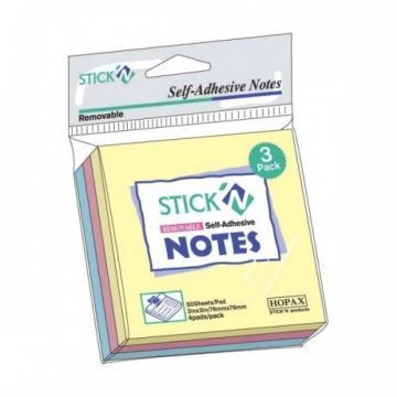 Stick notes 76 x 76 mm, 3 x 50 buc/set, HOPAX - 3 culori pastel - Pret | Preturi Stick notes 76 x 76 mm, 3 x 50 buc/set, HOPAX - 3 culori pastel