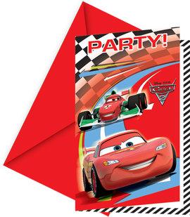 Set de 6 Invitatii de petrecere pentru copii cu plicuri CARS 2 - Pret | Preturi Set de 6 Invitatii de petrecere pentru copii cu plicuri CARS 2