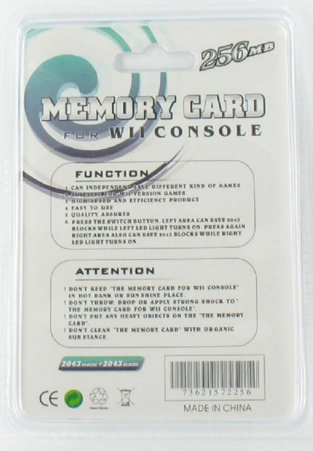 256 MB Memory Card for Nintendo Wii and Gamecube 00840 - Pret | Preturi 256 MB Memory Card for Nintendo Wii and Gamecube 00840