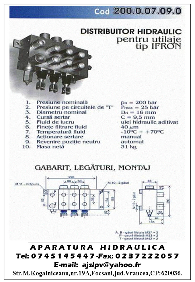 Distribuitor ifron hydrom automacara taf tih telemac autogunoiera etc - Pret | Preturi Distribuitor ifron hydrom automacara taf tih telemac autogunoiera etc