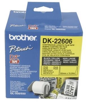 BROTHER Banda continua laminata 62mm x 15.24m negru/galben - Pret | Preturi BROTHER Banda continua laminata 62mm x 15.24m negru/galben