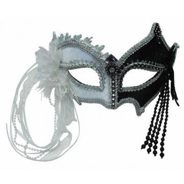Masca de carnaval negru/argintiu, cu floare - Pret | Preturi Masca de carnaval negru/argintiu, cu floare