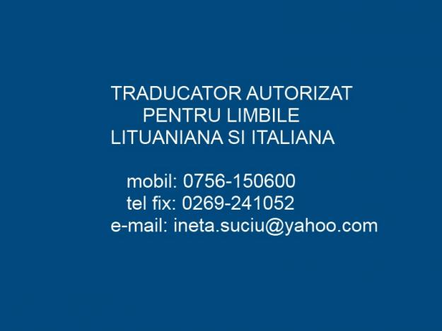Traduceri autorizate lituaniana, italiana - Pret | Preturi Traduceri autorizate lituaniana, italiana