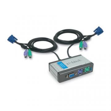 Switch KVM 2 porturi, cabluri incorporate - Pret | Preturi Switch KVM 2 porturi, cabluri incorporate