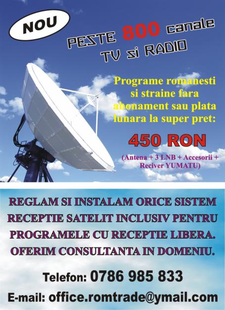 VAND SI INSTALEZ ANTENE SATELIT - Pret | Preturi VAND SI INSTALEZ ANTENE SATELIT