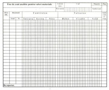 Fisa cont analitic pentru valori materiale, A5, fata/verso, 100 file carton/pachet - Pret | Preturi Fisa cont analitic pentru valori materiale, A5, fata/verso, 100 file carton/pachet