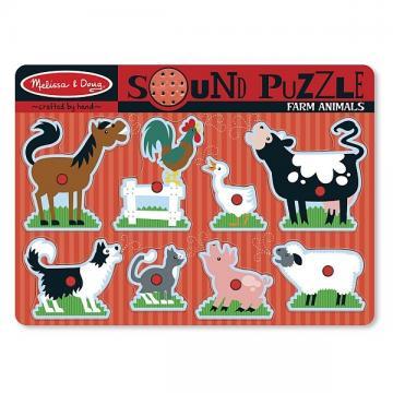 Melissa &amp; Doug - Puzzle de lemn cu sunete Animale de la Ferma - Pret | Preturi Melissa &amp; Doug - Puzzle de lemn cu sunete Animale de la Ferma