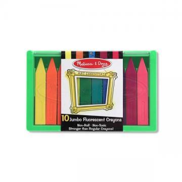 Set 10 creioane colorate groase trunghiulare in culori fluorescente Melissa Doug - Pret | Preturi Set 10 creioane colorate groase trunghiulare in culori fluorescente Melissa Doug