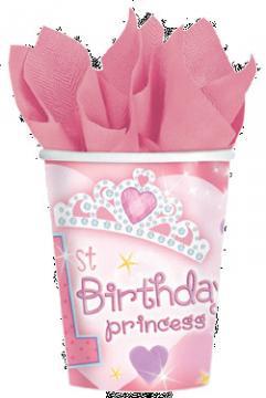 18 Pahare 266ml FIRST BIRTHDAY PRINCESS PARTY - Pret | Preturi 18 Pahare 266ml FIRST BIRTHDAY PRINCESS PARTY