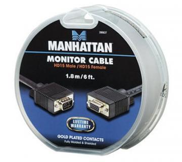 Cablu Monitor HD15 male - HD15 female Manhattan 390637 - Pret | Preturi Cablu Monitor HD15 male - HD15 female Manhattan 390637
