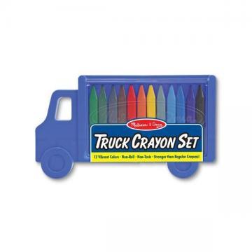 Set 12 creioane colorate triunghiulare Truck Melissa Doug - Pret | Preturi Set 12 creioane colorate triunghiulare Truck Melissa Doug