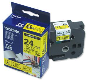 TZ TAPES LAMINATED 24mm BLACK ON YELLOW - Pret | Preturi TZ TAPES LAMINATED 24mm BLACK ON YELLOW