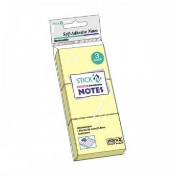 Stick notes 38 x 51 mm, 3 x 100buc/set, HOPAX - galben pastel - Pret | Preturi Stick notes 38 x 51 mm, 3 x 100buc/set, HOPAX - galben pastel