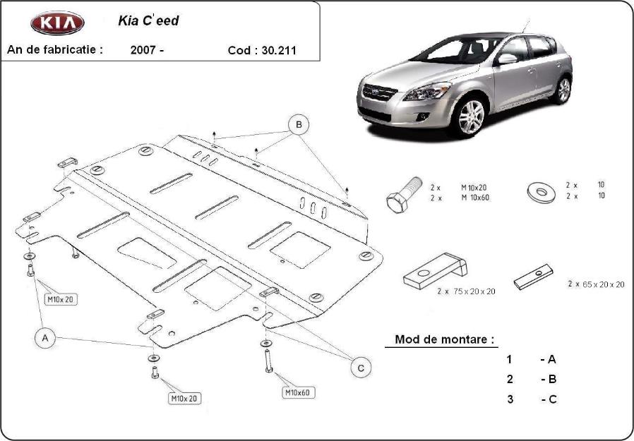 Scut motor metalic Kia C'eed - Pret | Preturi Scut motor metalic Kia C'eed