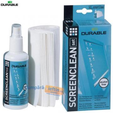 Set curatare ecran monitor Durable  spray 125 ml + 22 servetele - Pret | Preturi Set curatare ecran monitor Durable  spray 125 ml + 22 servetele