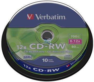Verbatim CD-RW SERL 12X 700MB, Bulk 10 x - Pret | Preturi Verbatim CD-RW SERL 12X 700MB, Bulk 10 x