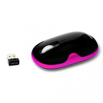 Mouse CANYON Wireless Optical 800/1600dpi USB Black/Pink CNR-MSOW01P - Pret | Preturi Mouse CANYON Wireless Optical 800/1600dpi USB Black/Pink CNR-MSOW01P