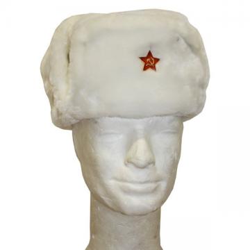 Caciula din Blana Alba cu Insigna - Pret | Preturi Caciula din Blana Alba cu Insigna