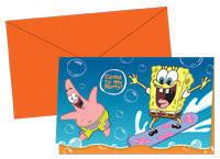 Invitatii de petrecere pentru copii cu plicuri SPONGE BOB SURFING - Pret | Preturi Invitatii de petrecere pentru copii cu plicuri SPONGE BOB SURFING