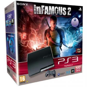 Consola Playstation 3 Slim, 320GB, Black + Joc Infamous 2 - Pret | Preturi Consola Playstation 3 Slim, 320GB, Black + Joc Infamous 2