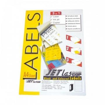Etichete autoadezive pentru biblioraft 7 cm, 4/A4, 192 x 61 mm, 25 coli/top, JETLASCOP - albe - Pret | Preturi Etichete autoadezive pentru biblioraft 7 cm, 4/A4, 192 x 61 mm, 25 coli/top, JETLASCOP - albe