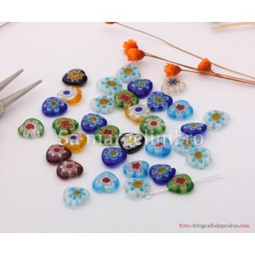 Margele millefiori din sticla in forma de inimioara - Pret | Preturi Margele millefiori din sticla in forma de inimioara