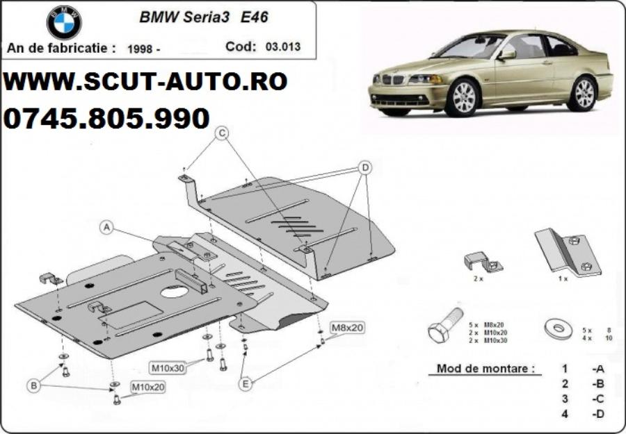 Scut motor metalic BMW seria 3 - E46 - Pret | Preturi Scut motor metalic BMW seria 3 - E46