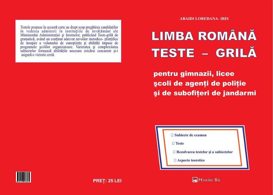 Limba Romana Teste Grila - Pret | Preturi Limba Romana Teste Grila