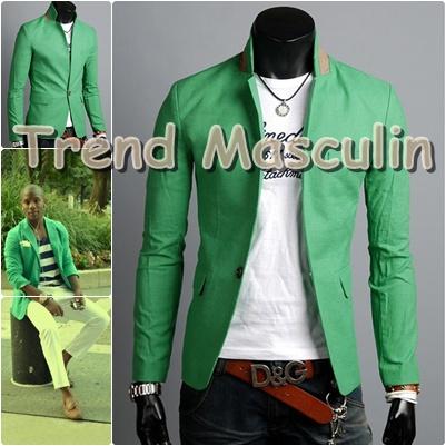 Sacou Blazer Barbati Casual Cambrat Slim Verde Un Nasture - Pret | Preturi Sacou Blazer Barbati Casual Cambrat Slim Verde Un Nasture