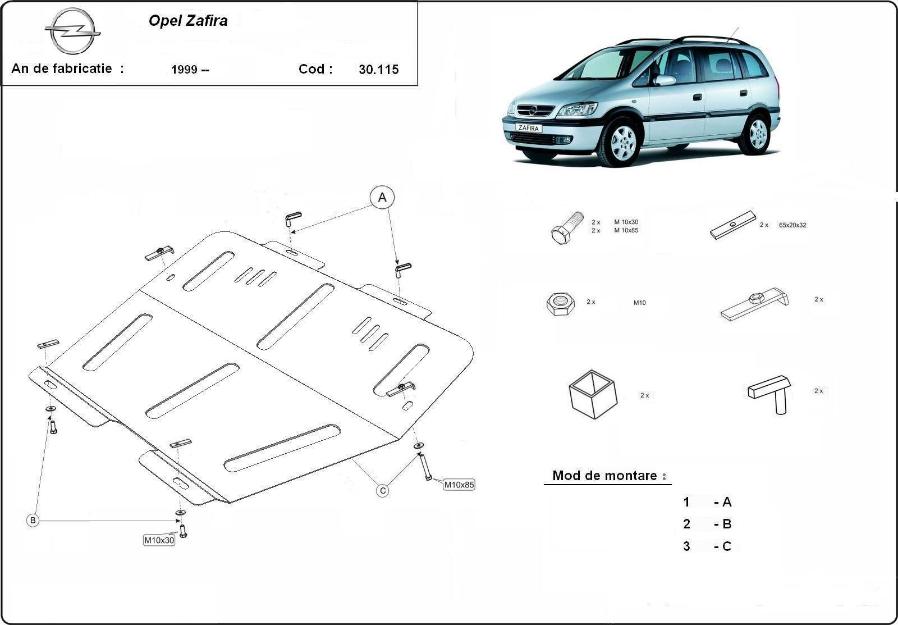 Scut motor metalic Opel Zafira - Pret | Preturi Scut motor metalic Opel Zafira