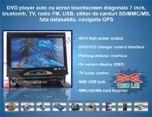DVD Auto 1Din cu display 7 inch LED motorizat, GPS - Pret | Preturi DVD Auto 1Din cu display 7 inch LED motorizat, GPS