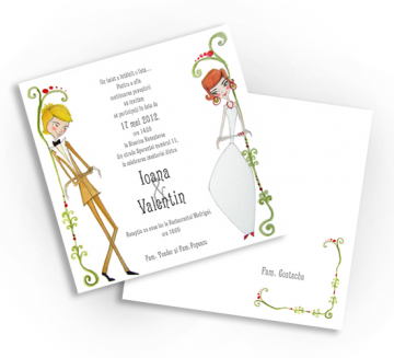 Invitatie de nunta - Bride and Groom Standing - Pret | Preturi Invitatie de nunta - Bride and Groom Standing