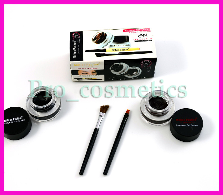 set 2 eyeliner gel negru si maro cu 2 pensule de aplicare tus de ochi - Pret | Preturi set 2 eyeliner gel negru si maro cu 2 pensule de aplicare tus de ochi