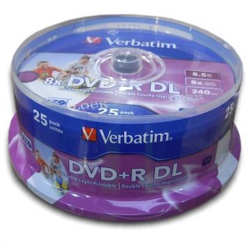 VERBATIM DVD+R 8x 8.5GB, double layer printable spindle 25 - Pret | Preturi VERBATIM DVD+R 8x 8.5GB, double layer printable spindle 25