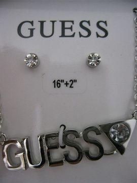 SET GUESS SILVER TONE crystals LOGO - Pret | Preturi SET GUESS SILVER TONE crystals LOGO