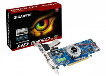 Placa video Gigabyte GV-R545-1GI ATI Radeon HD HD 5450 PCI Express 2.0 650/1100 MHz 1 GB DDR3 64 bit DVI + VGA + HDMI single slot - Pret | Preturi Placa video Gigabyte GV-R545-1GI ATI Radeon HD HD 5450 PCI Express 2.0 650/1100 MHz 1 GB DDR3 64 bit DVI + VGA + HDMI single slot