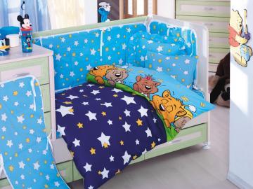 Set de lenjerie de pat pentru bebelusi Clasy Sevimli albastru - Pret | Preturi Set de lenjerie de pat pentru bebelusi Clasy Sevimli albastru