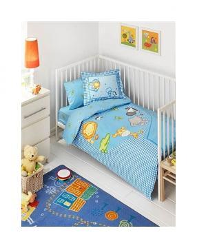 Lenjerie de pat pentru bebelusi Tac Zooland Turcoaz - Pret | Preturi Lenjerie de pat pentru bebelusi Tac Zooland Turcoaz