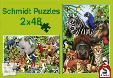 Puzzle Schmidt 2 x 48 Jungle World - Pret | Preturi Puzzle Schmidt 2 x 48 Jungle World