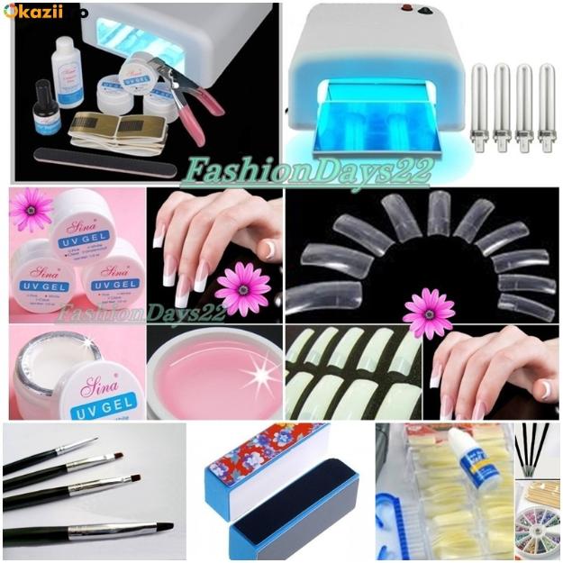 Set kit profesional cu LAMPA UV 36 w, 3 GELURI UV,100 tipsuri, pila unghii, buffer, topcoa - Pret | Preturi Set kit profesional cu LAMPA UV 36 w, 3 GELURI UV,100 tipsuri, pila unghii, buffer, topcoa