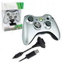 Silver Controller si Play &amp; Charge Kit Xbox 360 - Pret | Preturi Silver Controller si Play &amp; Charge Kit Xbox 360