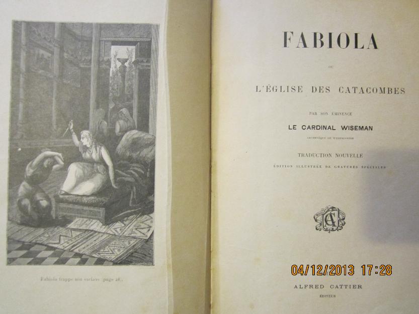 carte veche Fabiola -biserica din catacombe - Pret | Preturi carte veche Fabiola -biserica din catacombe
