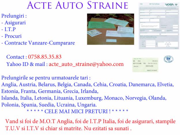 Acte Auto Straine - Pret | Preturi Acte Auto Straine