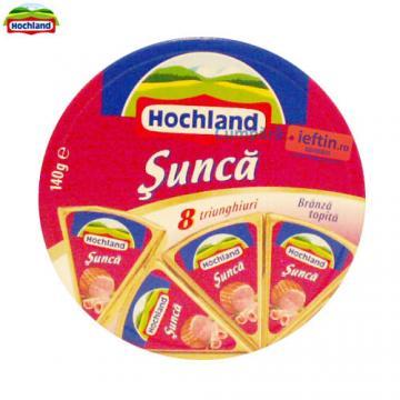 Branza topita triunghiuri cu sunca Hochland 140 gr - Pret | Preturi Branza topita triunghiuri cu sunca Hochland 140 gr