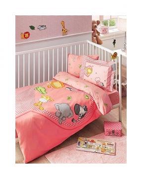 Lenjerie de pat pentru bebelusi Tac Zooland roz - Pret | Preturi Lenjerie de pat pentru bebelusi Tac Zooland roz