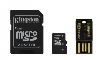 MICRO SECURE DIGITAL CARD 4GB SDHC, Multi &amp; Mobility-Kit: SD adapter+ USB reader, Kingston MBLY4G2/4GB - Pret | Preturi MICRO SECURE DIGITAL CARD 4GB SDHC, Multi &amp; Mobility-Kit: SD adapter+ USB reader, Kingston MBLY4G2/4GB