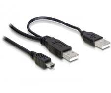 Cablu Delock 2x USB2.0-A male &gt; USB mini 5-pin 82447 - Pret | Preturi Cablu Delock 2x USB2.0-A male &gt; USB mini 5-pin 82447
