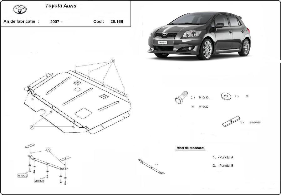 Scut motor metalic Toyota Auris - Pret | Preturi Scut motor metalic Toyota Auris
