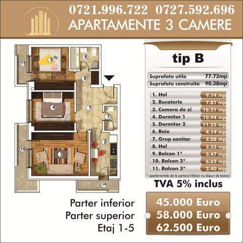 RAHOVA | APARTAMENT 3 CAMERE | 0% COMISION | 62.500 euro - Pret | Preturi RAHOVA | APARTAMENT 3 CAMERE | 0% COMISION | 62.500 euro